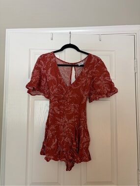 Oh Polly Rust Red Floral Romper
